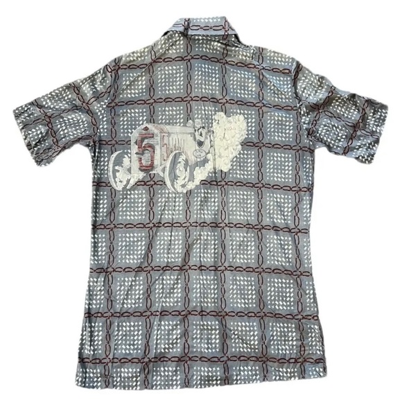 Vintage Rare 70’s AUGIE 100% Nylon Disco Race Car Theme Men’s Shirt! - Picture 2 of 6